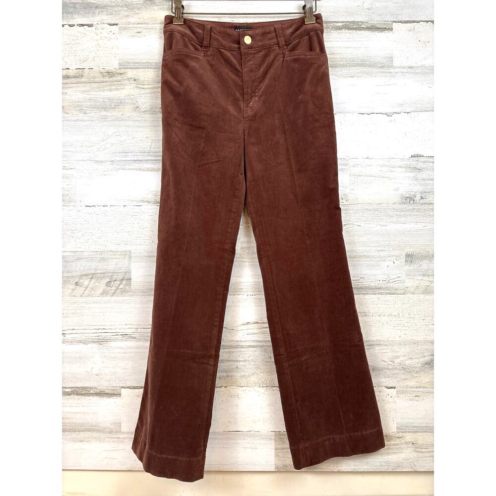 Talbots Womens 2P Brown Flare Leg Corduroy Pants Stretch Petite Casual NWT